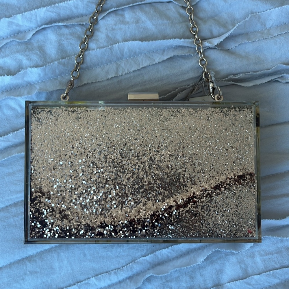 A New Day Gold Clutch with removable Crossbody Chain